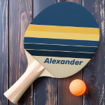 Raquete De Ping Pong Vintage Sport Beach Sand Strike com Nome<br><div class="desc">O remo de pingue-pongue de praia do Vintage Sport Beach Striped traz a vibração relaxada e encharcada do sol para o seu jogo, apresentando faixas suaves e neutras que imitam os tons calmantes de areia e surf. Seu design caloroso e convidativo adiciona um toque de encanto costeiro a cada partida,...</div>