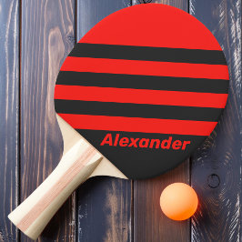 Raquete De Ping Pong Vintage Sport Listras Escuras com Nome
