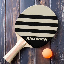 Raquete De Ping Pong Vintage Sport Midnight Stripes com Nome