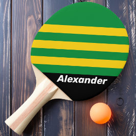 Raquete De Ping Pong Vintage Sport Tropical Palm Stripes com Nome