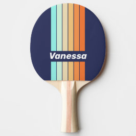 Raquete De Ping Pong Vintage Style Retro Pin Stripes with Name