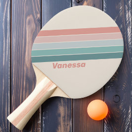 Raquete De Ping Pong Vintage Suave Listras de Conchas Marinhas com Nome