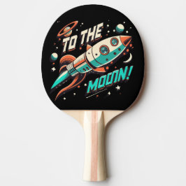 Raquete De Ping Pong Vintage to the Moon Rocket ship