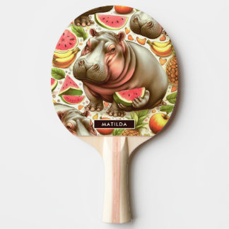 Raquete De Ping Pong Vintage Tropical Hippopotamus Pattern