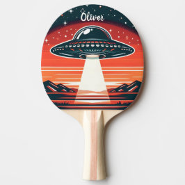 Raquete De Ping Pong Vintage UFO em Red Sunset Personalizado