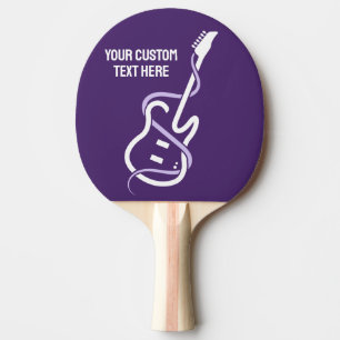 Raquete De Ping Pong Violão Estilizado de Texto Personalizado