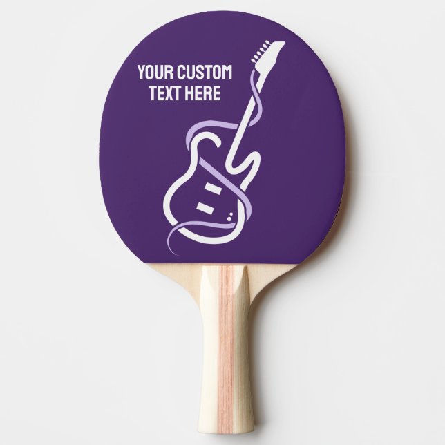 Raquete De Ping Pong Violão Estilizado de Texto Personalizado (Frente)