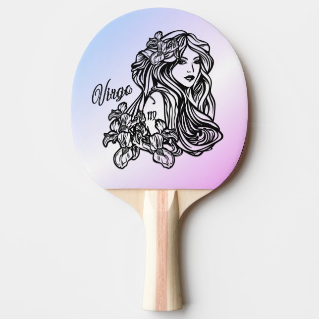 Raquete De Ping Pong Virgo A Virgem Zodiac Purple (Frente)
