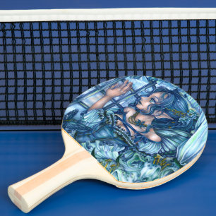 Raquete De Ping Pong Visão da Garota Fada da Geada de um Inverno Safira