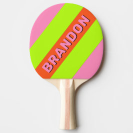 Raquete De Ping Pong VISÍVEL Alto e Rosa Bold Listrado com Nome