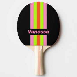 Raquete De Ping Pong VISÍVEL ALTO e Rosa com Listras e Nome
