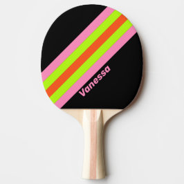 Raquete De Ping Pong VISÍVEL e Listrado de Rosa com Nome