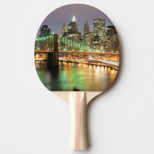 Raquete De Ping Pong Vista do Lower Manhattan e da ponte de Brooklyn