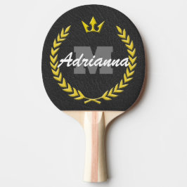 Raquete De Ping Pong Vitória Wreath Monogramas e nome BlackBG