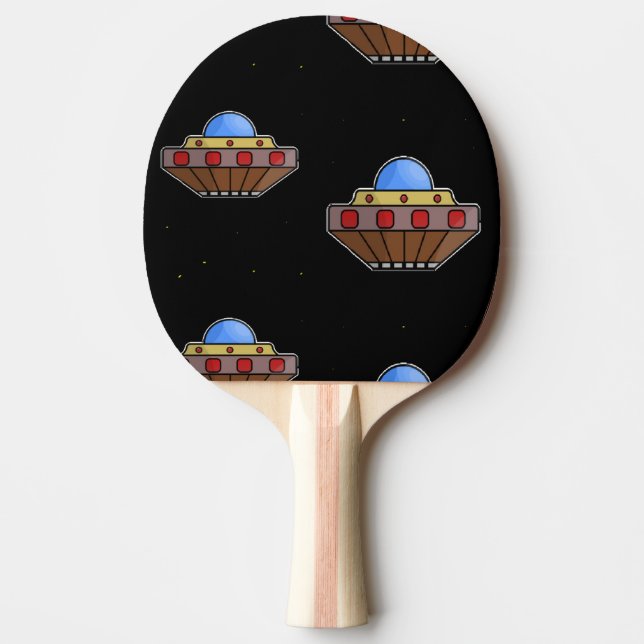 Raquete De Ping Pong Voando ufo no espaço preto (Frente)