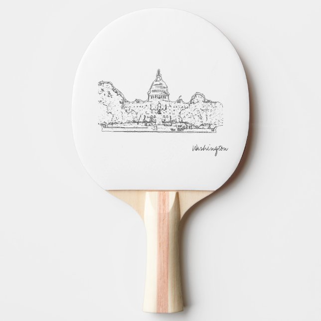 Raquete De Ping Pong Washington DC EUA Capitol Sketch (Frente)