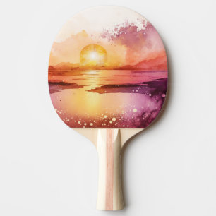 Raquete De Ping Pong Watercolor Beach Series Design 3