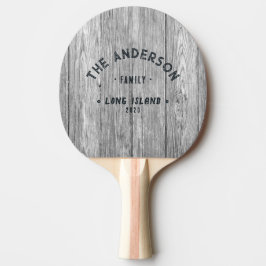 Raquete De Ping Pong Weathered Dark Gray Vintage Seaside Family Name