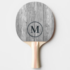 Raquete De Ping Pong Weathered Dark Gray Wooden Monogram