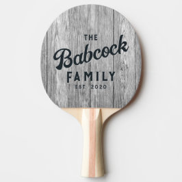 Raquete De Ping Pong Weathered Dark Gray Wooden Retro Family Name &Year