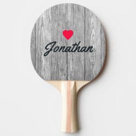 Raquete De Ping Pong Weathered Dark Gray Wooden Vintage Heart Signature