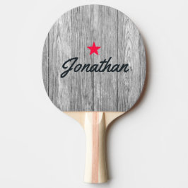 Raquete De Ping Pong Weathered Dark Gray Wooden Vintage Star Signature