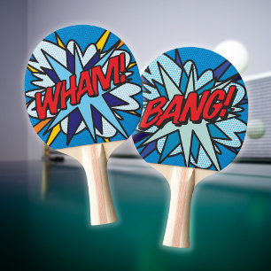 Raquete De Ping Pong WHAM BANG Diversão Arte Pop de Quadrinhos Retrô