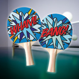 Raquete De Ping Pong WHAM BANG Fun Retro Comic Book Pop Art