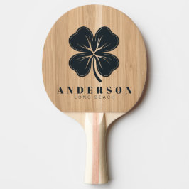 Raquete De Ping Pong White Oak Wood Four Leaf Clover with Name