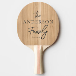 Raquete De Ping Pong White Oak Wood Hand Written Family Name
