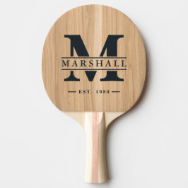 Raquete De Ping Pong White Oak Wood Monogram & Name Overlay