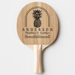 Raquete De Ping Pong White Oak Wood Pineapple Wedding Arch & Name