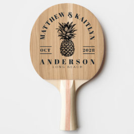 Raquete De Ping Pong White Oak Wood Tropical Pineapple Wedding Crest
