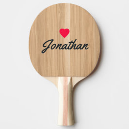 Raquete De Ping Pong White Oak Wood Vintage Heart Signature