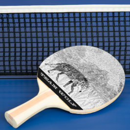 Raquete De Ping Pong Wildlife illustration Grey Wolf Personalized