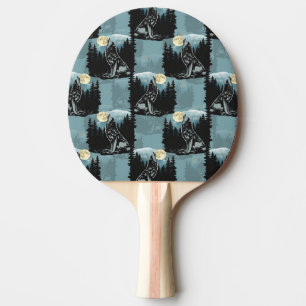 Raquete De Ping Pong Wolf Howling Na Moon Pattern Design