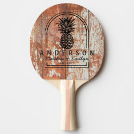 Raquete De Ping Pong Worn Barn Wood Pineapple Wedding Arch & Name