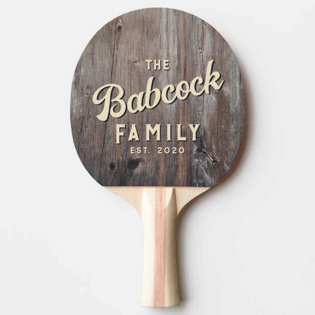 Raquete De Ping Pong Worn Planks Retro Family Name & Year (Frente)