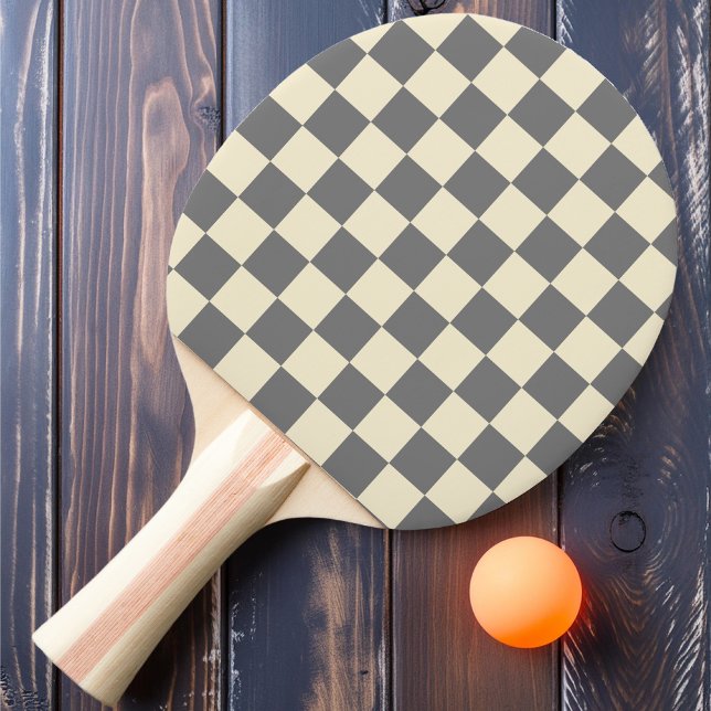 Raquete De Ping Pong Xadrez Cinza e Creme (Criador carregado)