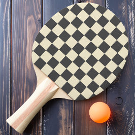 Raquete De Ping Pong Xadrez Cinza Escuro e Creme