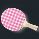 Raquete De Ping Pong Xadrez de Cottagecore Rosa Gingham<br><div class="desc">Moderna tendência de piquenique primavera,  com padrão de tartan de xadrez gingham em cores rosa-quente e branco.</div>