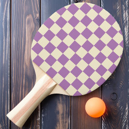 Raquete De Ping Pong Xadrez de Lavanda e Creme