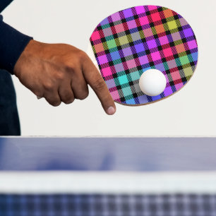 Raquete De Ping Pong Xadrez de Madras Brilhante Arco-íris