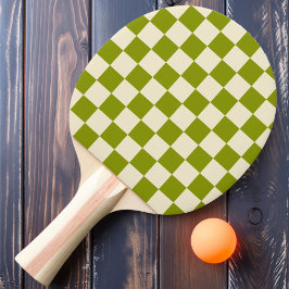 Raquete De Ping Pong Xadrez de Oliva e Creme
