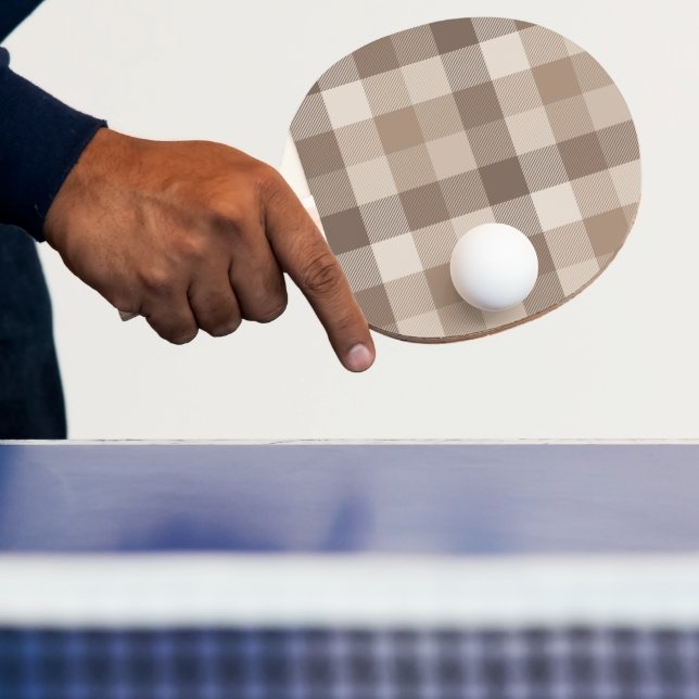 Raquete De Ping Pong Xadrez Gingham de Plaid em Tom de Terra Neutro  (Insitu)