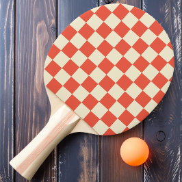 Raquete De Ping Pong Xadrez Laranja-Vermelho e Creme