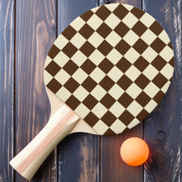 Raquete De Ping Pong Xadrez Marrom e Creme