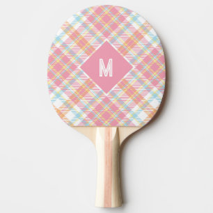 Raquete De Ping Pong Xadrez Monograma Personalizada / Padrão Tartan