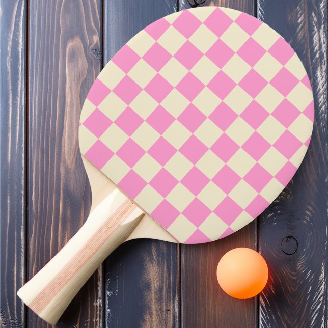 Raquete De Ping Pong Xadrez Rosa e Creme (Criador carregado)