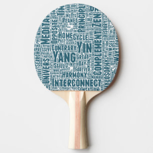 Raquete De Ping Pong Yin Yan Nuage de Mots Texte Motif Interconnect